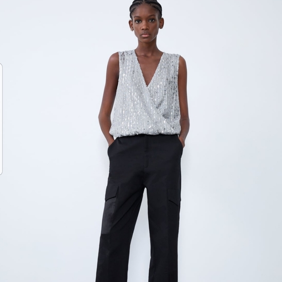 ZARA Sequin Sleeveless Bodysuit - Picture 2 of 6